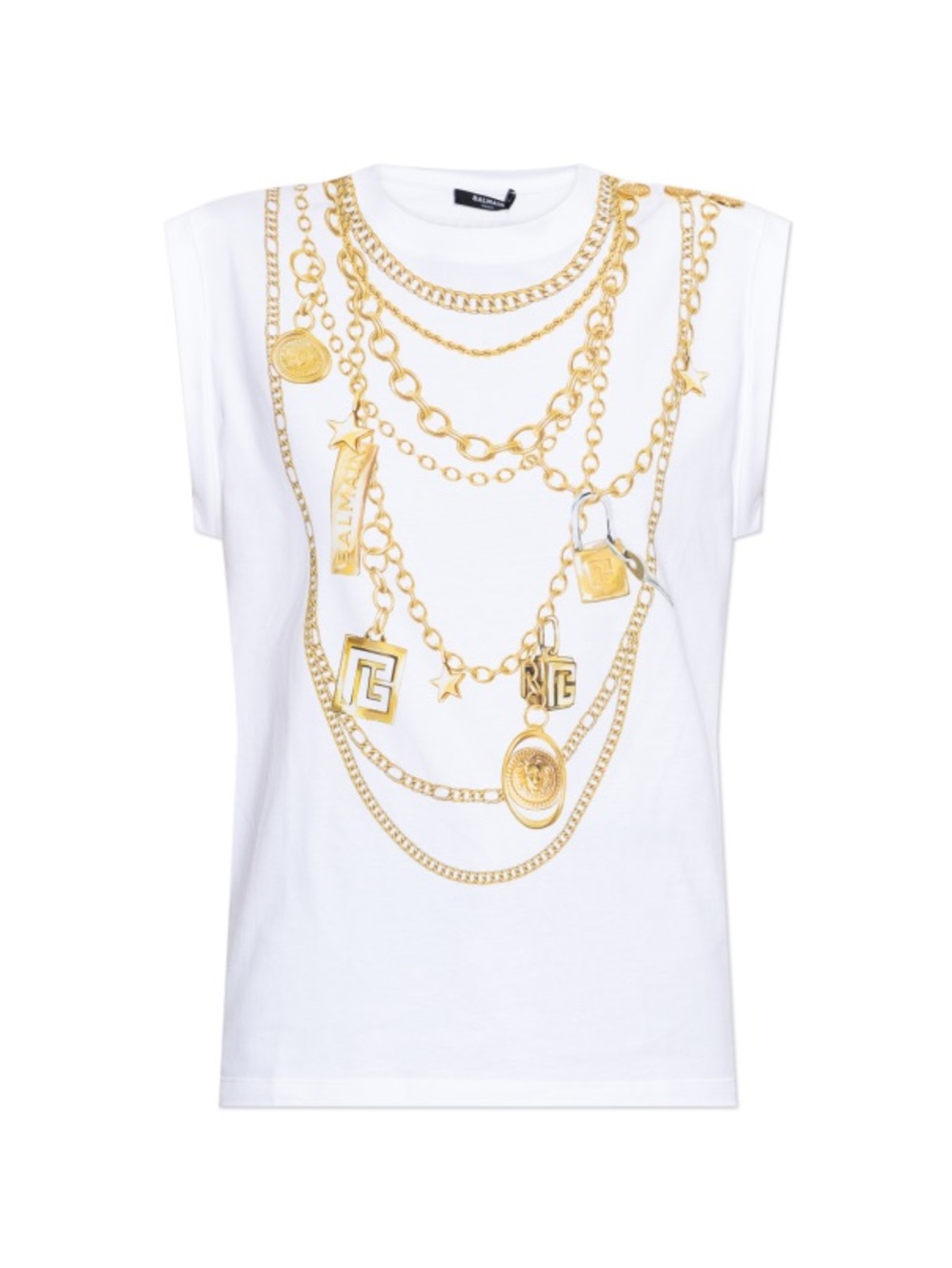 BALMAIN | ✨NEW✨ Printed Trompe L'oeil T Shirt / Vest in White